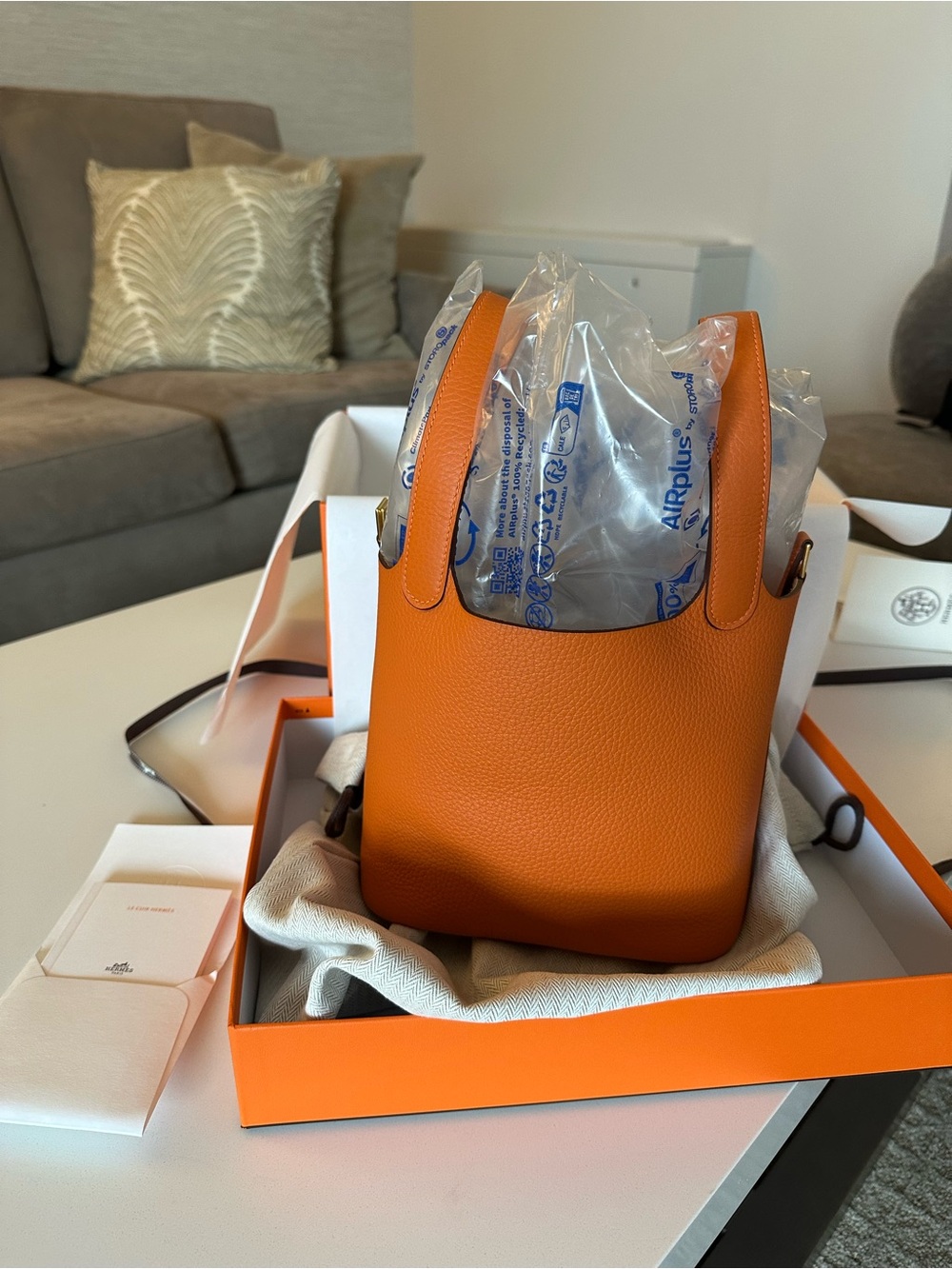 Hermes Picotin 18 Orange H / Gold HW Clemence Leather Tote (New in Box)